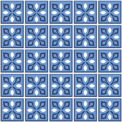 Vector. Seamless mediterranean geometric folk pattern. Talavera template. Portuguese azulejo. Simple wall ceramic tile. Moroccan mosaic. Spanish porcelain. Tiles for the bathroom, kitchen, pool.