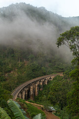 Fog over the railway bridge in Sri Lanka, Ella