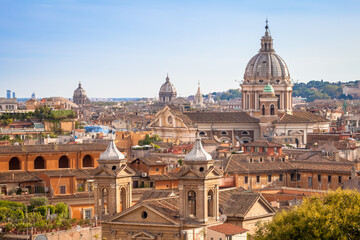 Obraz na płótnie Canvas Rome cityscape with blue sky and clouds, Italy