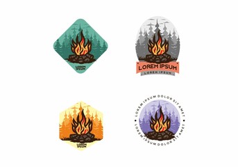 Bonfire in the jungle badge illustration