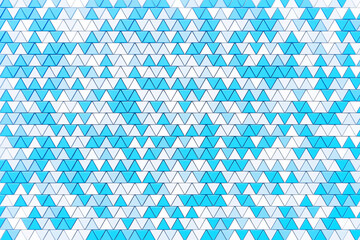 3d Illustration  rows of  blue and white triangle  .Geometric background,  pattern.