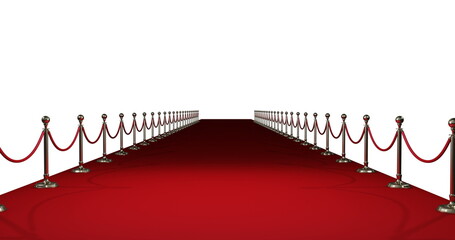 Long red carpet against white background