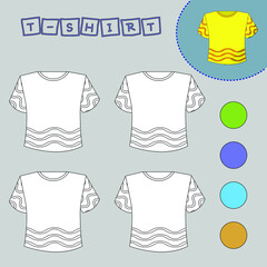 Coloring book of a t-shirt. Educational creative games for preschool children
