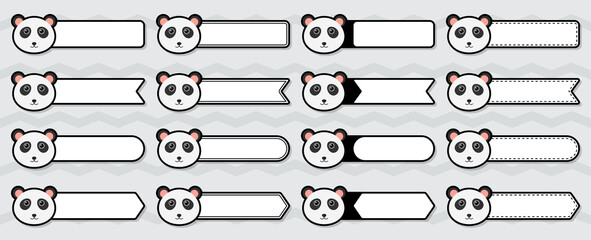 Note sticker set with Panda - obrazy, fototapety, plakaty