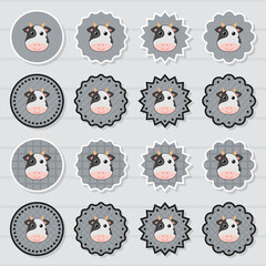 Fototapeta premium Note sticker set with Cow