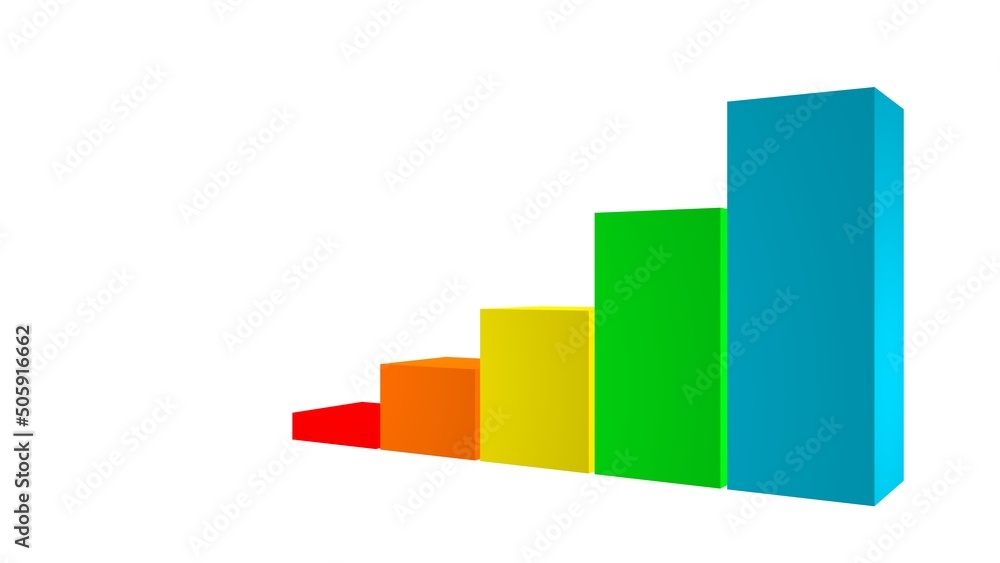Poster colored columns. growth chart. business project. sales report. 3d rendering.