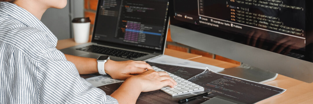 Developing programmer reading computer codes Development Website design and coding technologies.