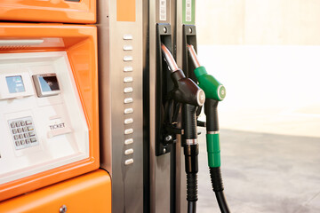 Close-up of a gas station. Fuel, gasoline