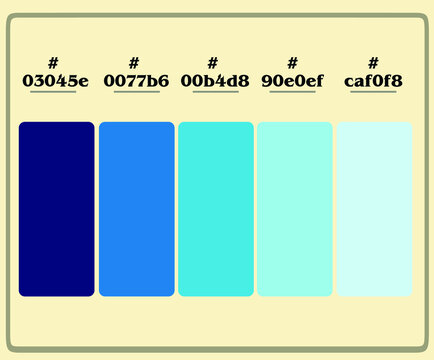 Cool Blue Color Palette With Color Numbers. Vectored Design. Blue-centric Hues Concept.