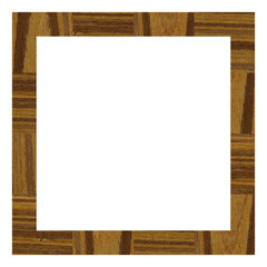 Wooden walnut marquetry square frame, wooden frame made of a combination of different woods