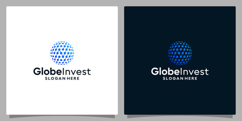 Fototapeta na wymiar inspirational analytic logo shapes with tech style and gradient colors with globe tech style. icons for business, finance, internet and technology.