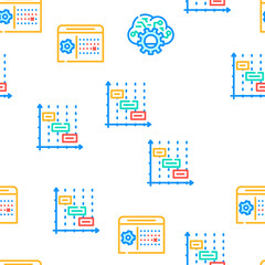 Erp Enterprise Resource Planning Vector Seamless Pattern Color Line Illustration