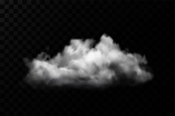 Vector cloud of smoke or fog. Fog or cloud on an isolated transparent background. Smoke, fog, cloud png
