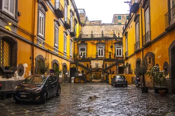 Stof per meter Typical Italian square courtyard in Naples © Lindasky76