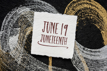 June 19 Juneteenth also known as Freedom Day, Jubilee Day, Liberation Day, and Emancipation Day, reminder note