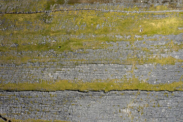 Aerial view on a rough stone terrain of Aran island, county Galway Ireland. Irish landscape.