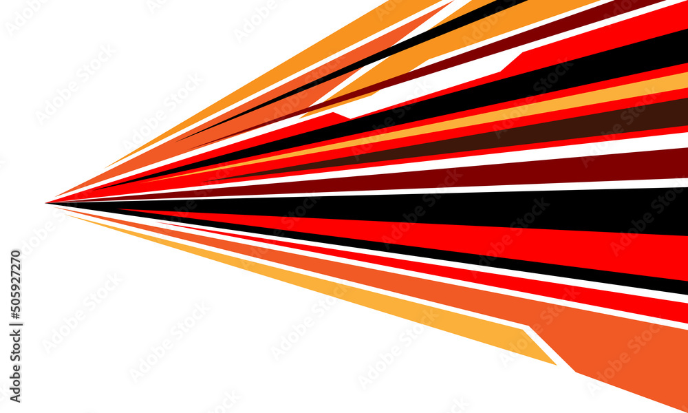 Wall mural abstract red black yellow speed zoom line design for comic on white background vector