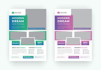 Real Estate Modern Home Sale Flyer Or Creative Abstract Shape Real Estate Home Sale Flyer Template Design