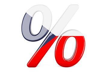 Percent with Czech flag, 3D rendering