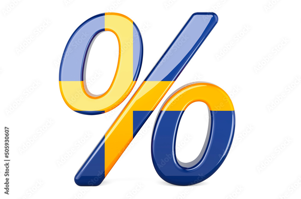 Poster percent with swedish flag, 3d rendering
