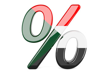 Percent with Sudanese flag, 3D rendering