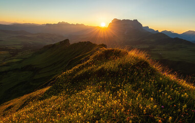 Beautiful summer day in the Dolomites mountains
