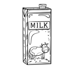 Milk in a package of doodles black contour