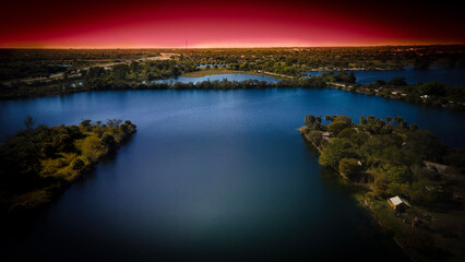 sunset over the lake