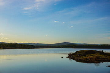 Fototapeta premium sunset over the lake