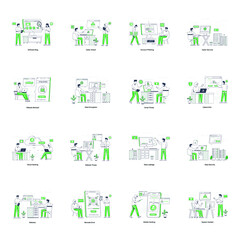 Collection of Cybercrime Flat Illustrations 