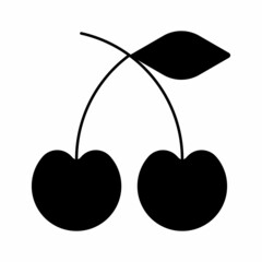 Simple illustration of fruit cherries vector icon in  black color