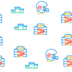 Athlete Sport Equipment And Award Vector Seamless Pattern Color Line Illustration