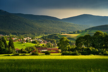 Lam, a small town in the Bavarian Forest in the Upper Palatinate after a thunderstorm.