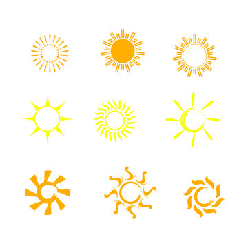 Flat sun icon set design stock illustration