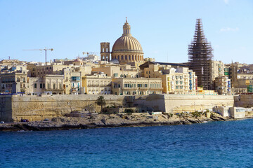 Fototapeta na wymiar Valetta skyline on Mediterranean sea, Malta, Europe