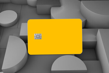 Credit card mockup on polygonal background