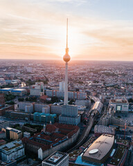 Fototapety  Wide View of Empty Berlin with Spree River and Museums and View of Alexanderplatz TV Tower