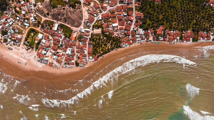Praia Litoral Cidade Drone Alagoas Pontal do Peba Nordeste Brasil Aérea Paisagem Oceano Atlântico...