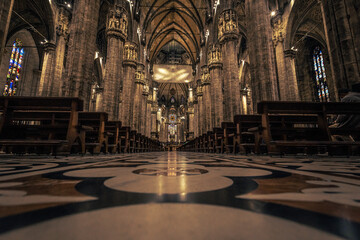 Inside the Cathedral of Milan, Italy.