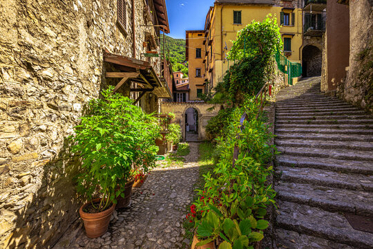 The medieval coastal town of Nesso in the Como lake, Italy