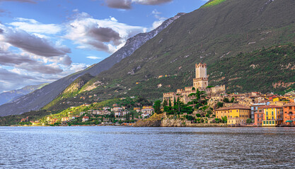 The medieval coastal town of Malcesine in Lake Garda, Italy