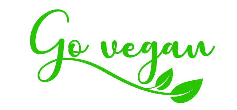 Go vegan. Organic, vegan 100% with leaves, Bio, eco icon or symbol. lactose free, vegan, no meat, healthy, fresh food. Green logo. Vegetarian healthy food. Nature, ecology. veganism slogan or quote