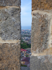 View from ancient fortifications of Derbent