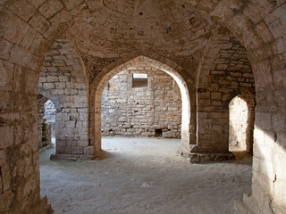 Fototapeta na wymiar Inside of the Khan's baths in fortress Naryn-Kala in Derbent