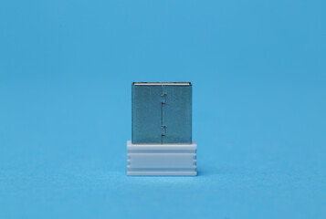 Wireless wi-fi usb adapter isolated on blue background