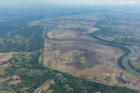 Aerial View Of Missouri River Flood Plain Near St. Joseph, Missouri, USA