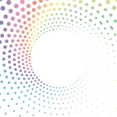 Rainbow pastel dot circle frame halftone on the black background. Vector illustration.