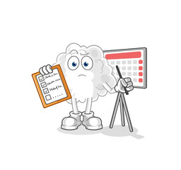 cloud schedule list vector. cartoon character