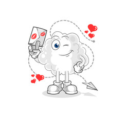 cloud hold love letter illustration. character vector