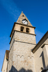 Fototapeta na wymiar Clocher de l'Eglise de Saint-Firmin, dans la Vallée du Valgaudemar